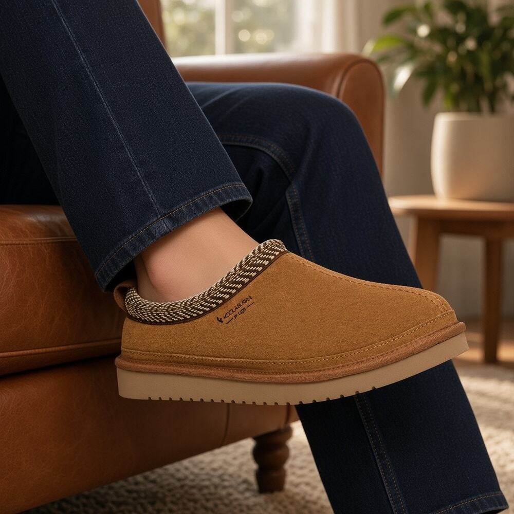 Koolaburra By UGG Men’s Burree Suede Slippers – Chestnut– Size 9 NEW